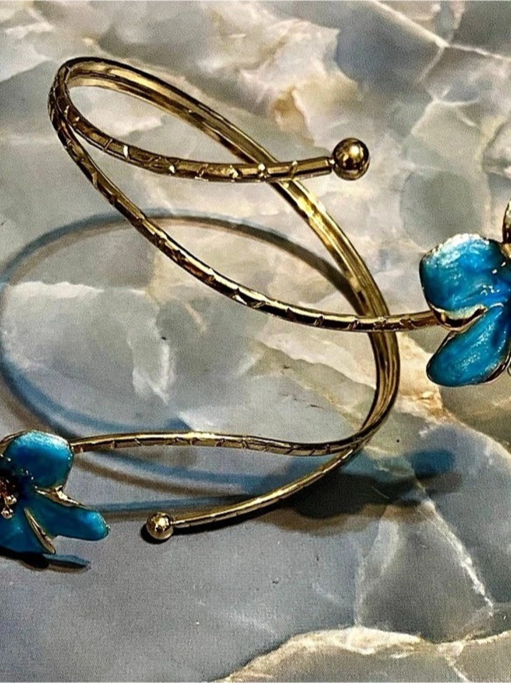 Blue Floral Wrap Arm Cuff